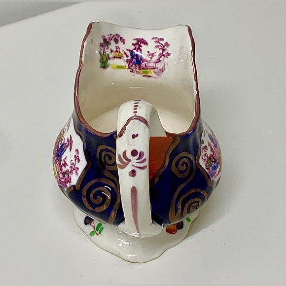 1830s Vintage Gaudy Welsh CHINOISSERIE Pattern Lustre Staffordshire Creamer Jug - Picture 5 of 16